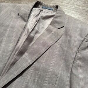 Ryan Seacrest Sport Coat Mens 38 S Gray Plaid Windowpane Distinction Blazer‎